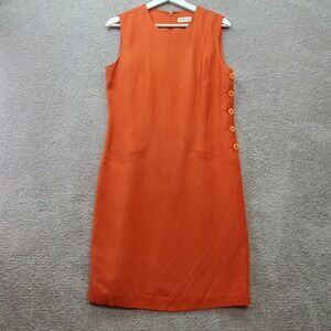 Ann Taylor Sheath Dress Women 8 Orange Sleeveless Linen Blend Office Minimalist
